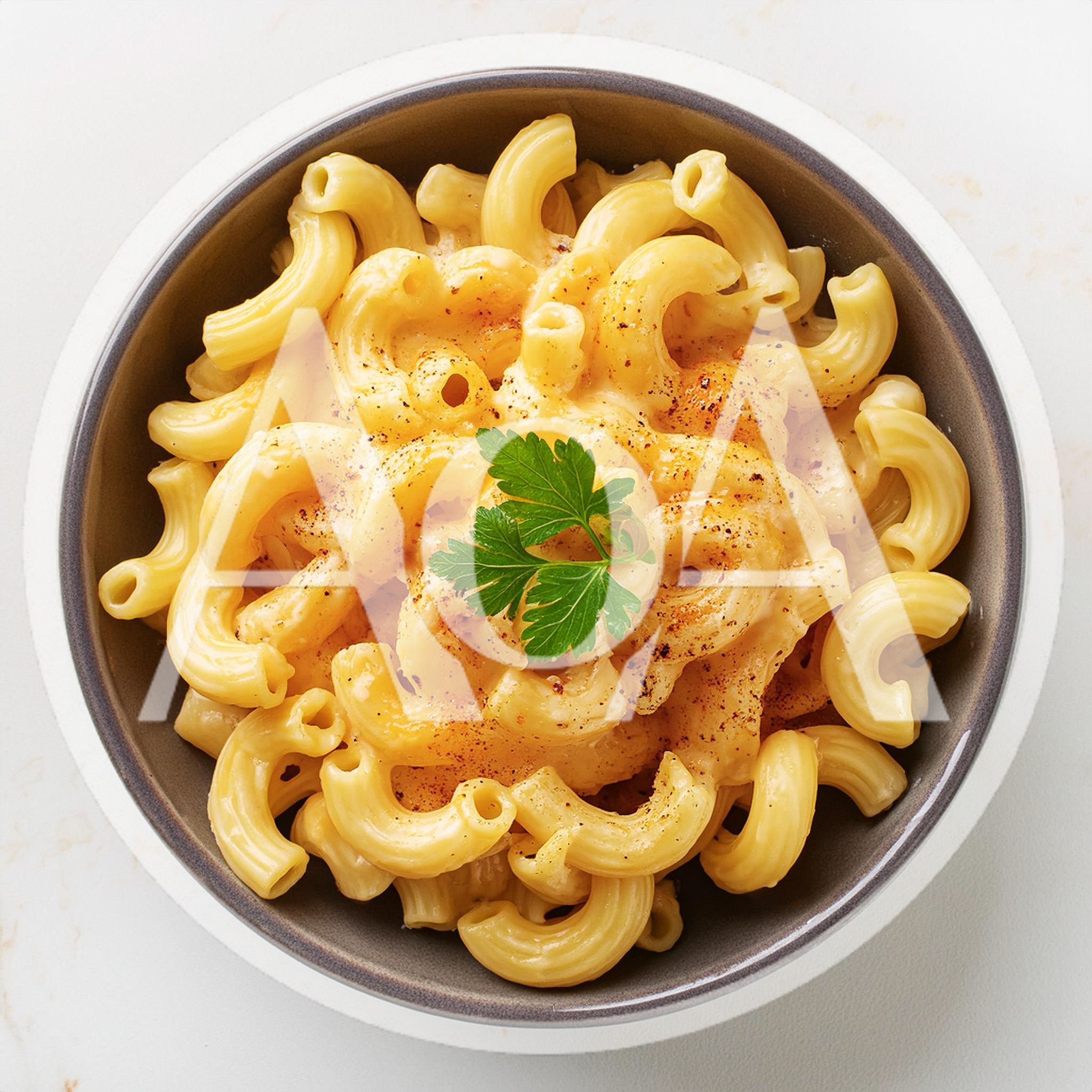 Bowl Of Creamy Macaroni And Cheese With Parsley