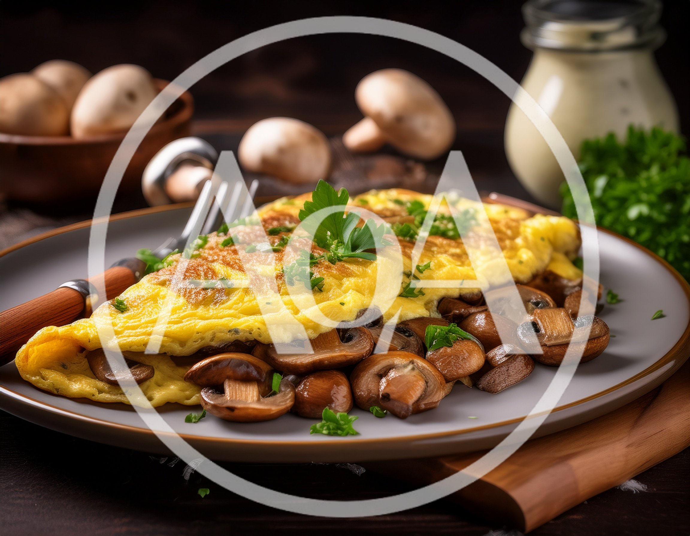Mushroom Omelet Served on a Plate