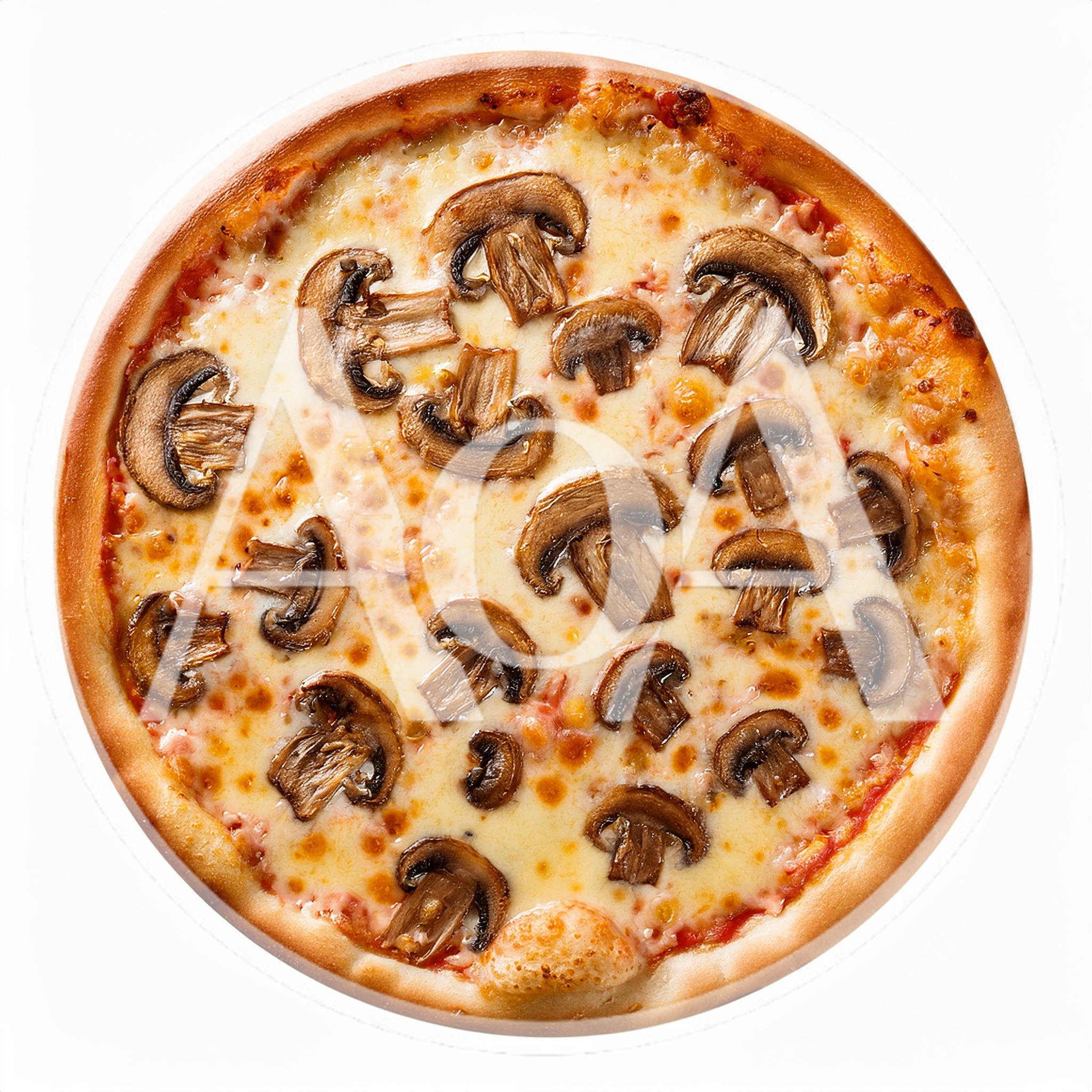 Fresh Mushroom Pizza With Melted Cheese