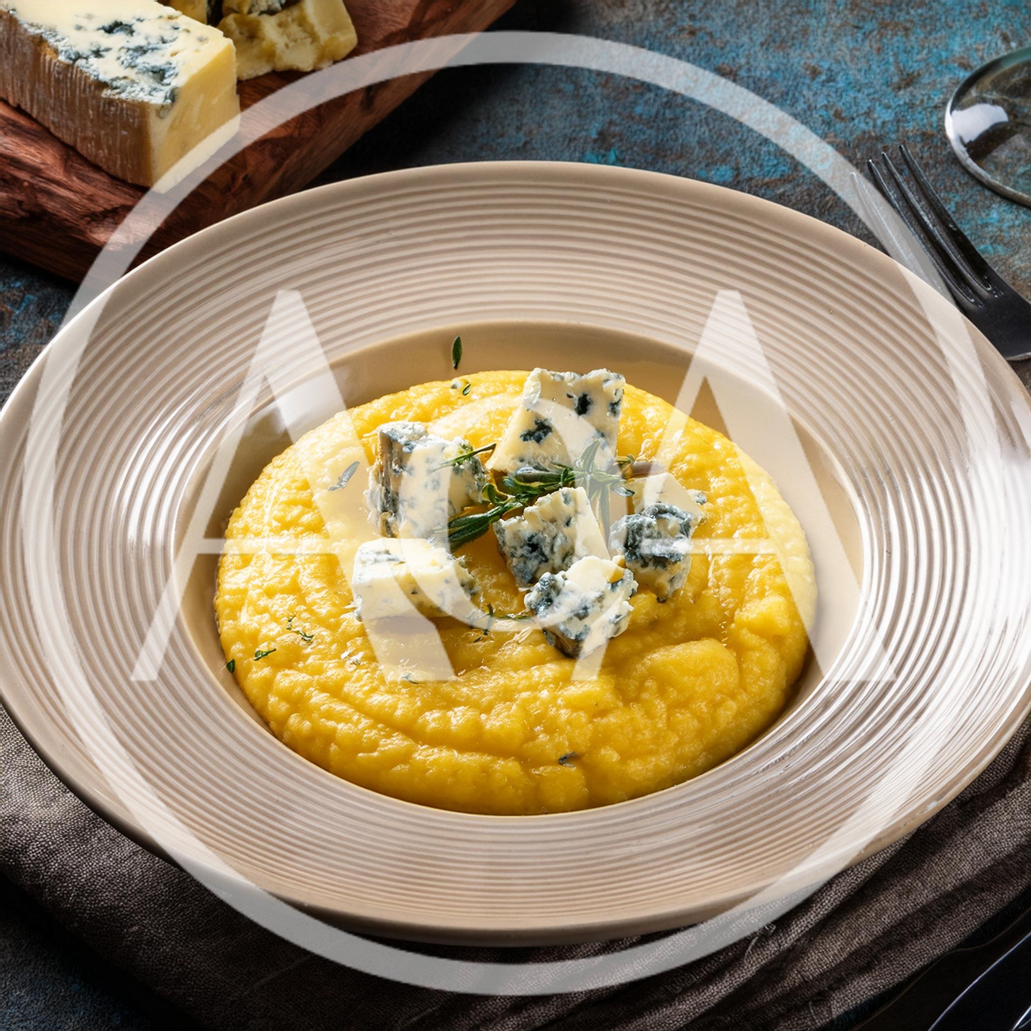 Creamy Polenta Topped With Gorgonzola Cheese