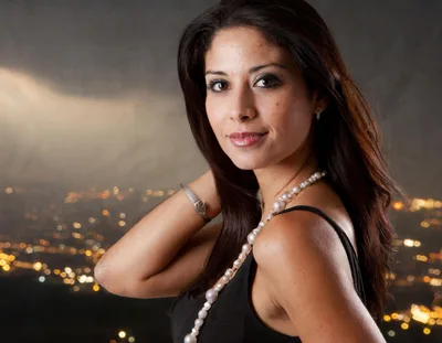 Portrait Of A Beautiful Woman With Pearl Necklace