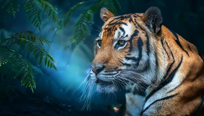 Majestic Tiger Portrait In A Lush Tropical Jungle