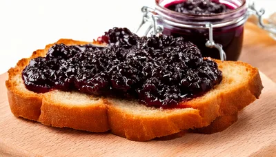 Blackberry Jam Spread On A Slice Of Toasted Bread