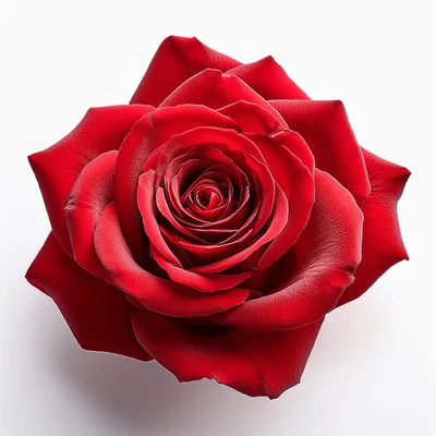 Single Vibrant Red Rose Bloom Isolated On White