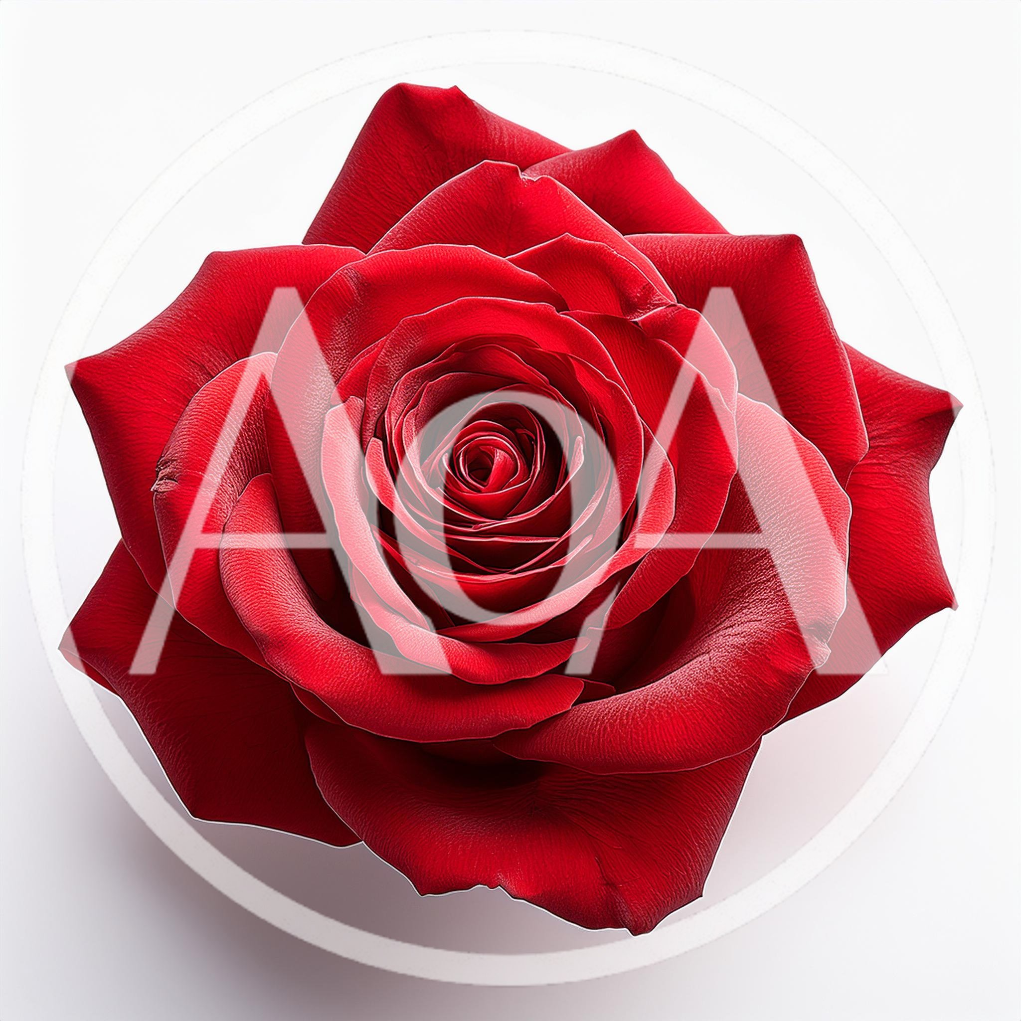 Single Vibrant Red Rose Bloom Isolated On White
