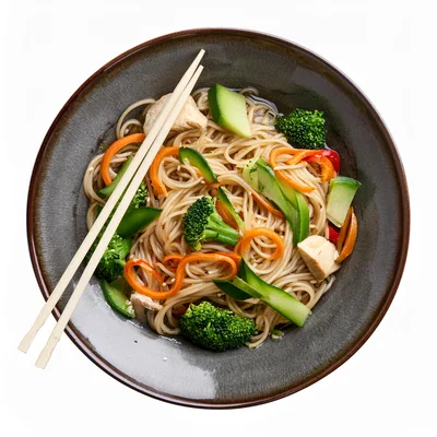 Stir Fried Noodles With Vegetables And Chicken