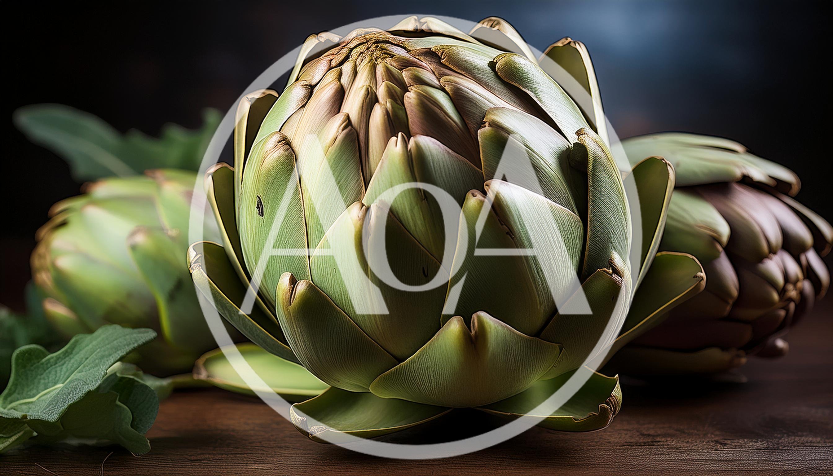 Fresh Globe Artichokes On A Wooden Table