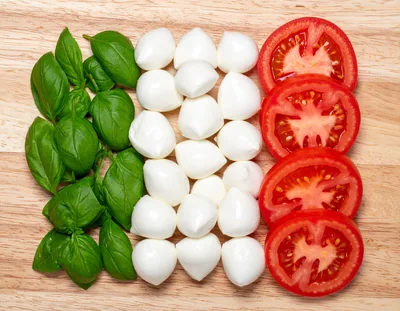 Italian Flag Made From Fresh Caprese Salad Ingredients
