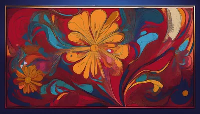 Abstract Floral Art With Vibrant Orange Flowers