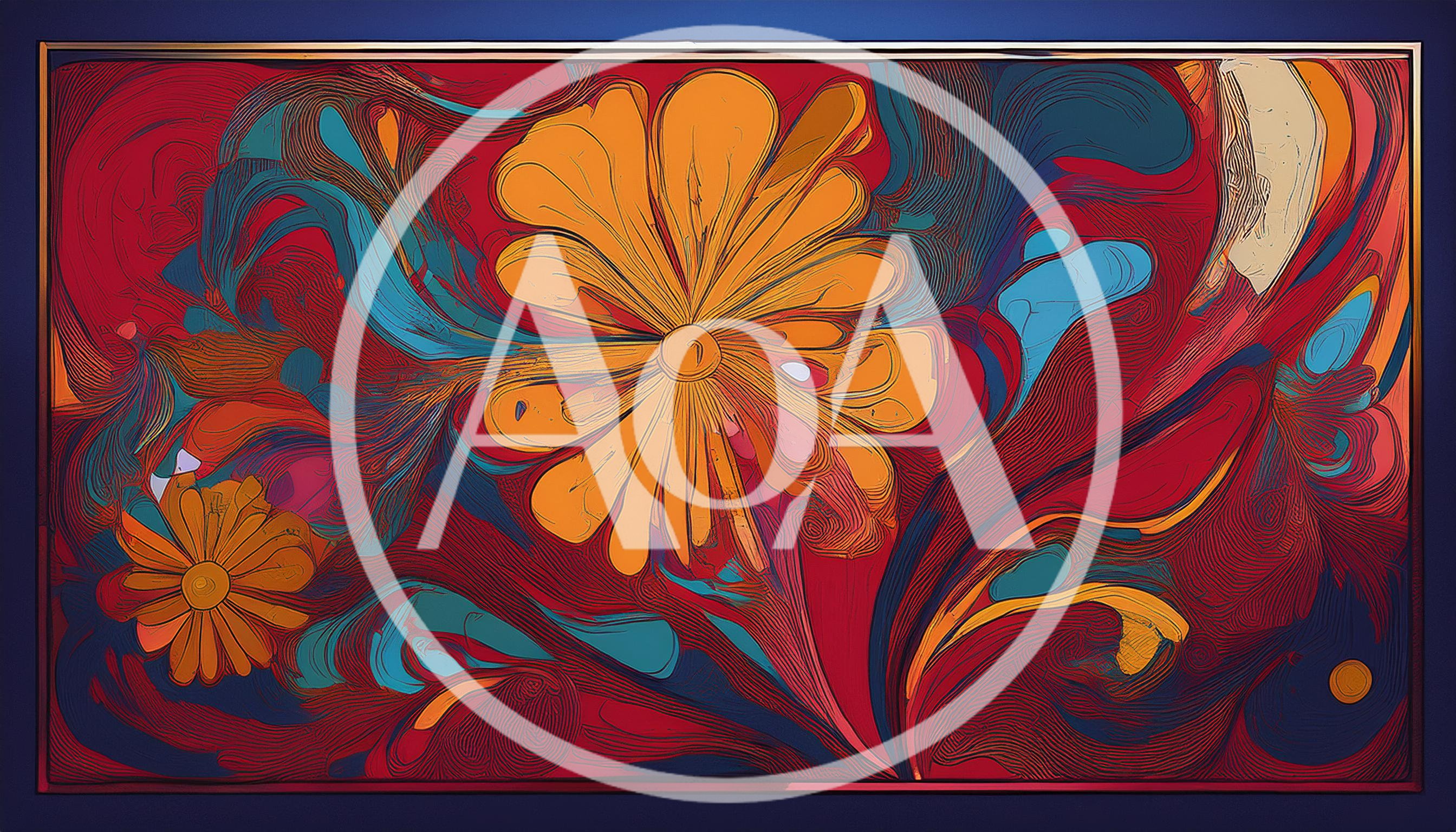 Abstract Floral Art With Vibrant Orange Flowers