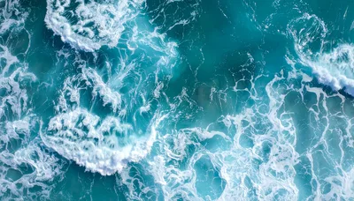 Aerial View Of Crashing Ocean Waves