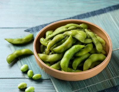 Bowl Of Fresh Steamed Edamame Soybeans