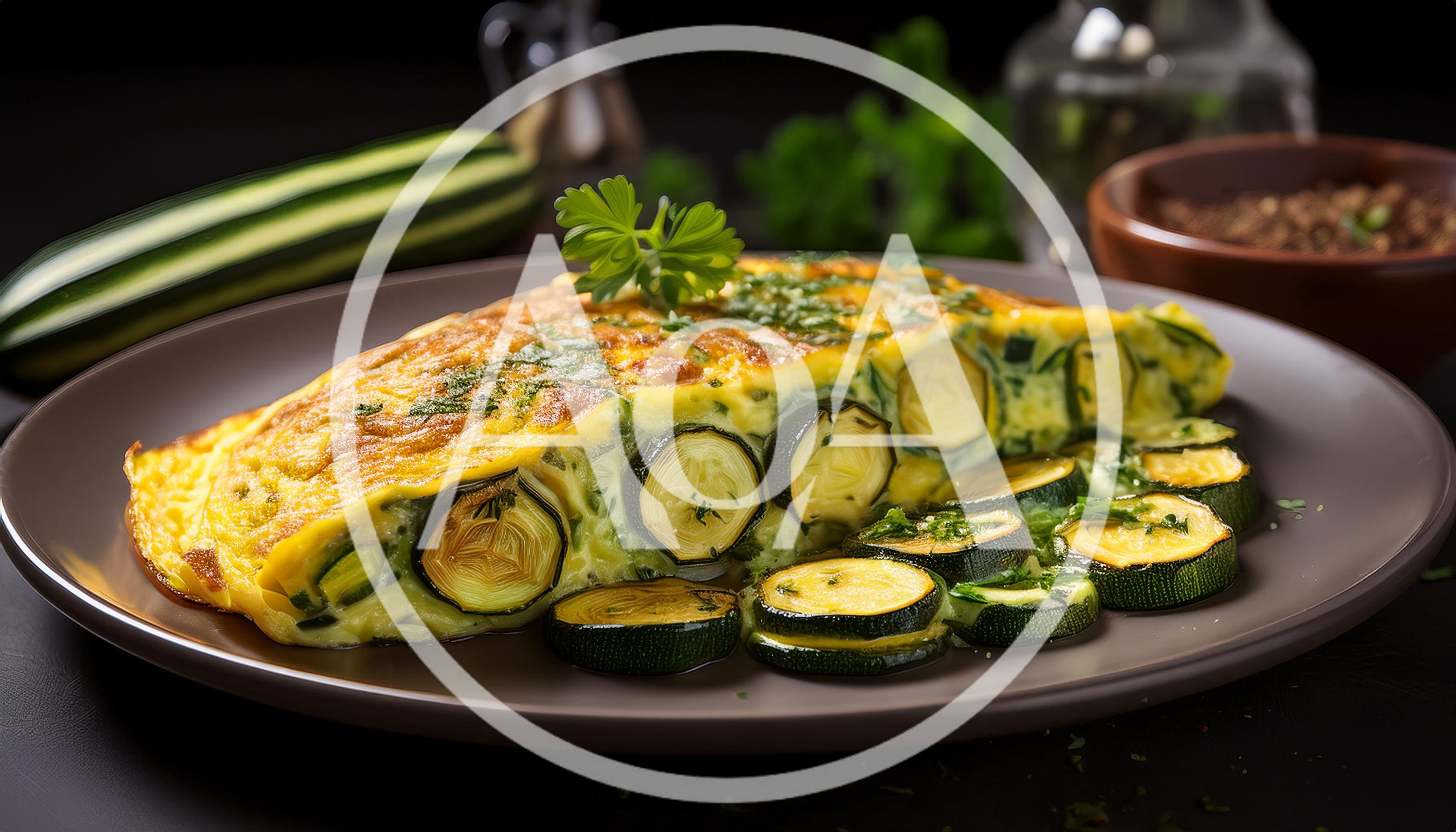 Zucchini Omelet Served On A Ceramic Plate
