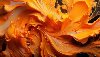 Abstract Swirling Orange Paint Fluid Motion