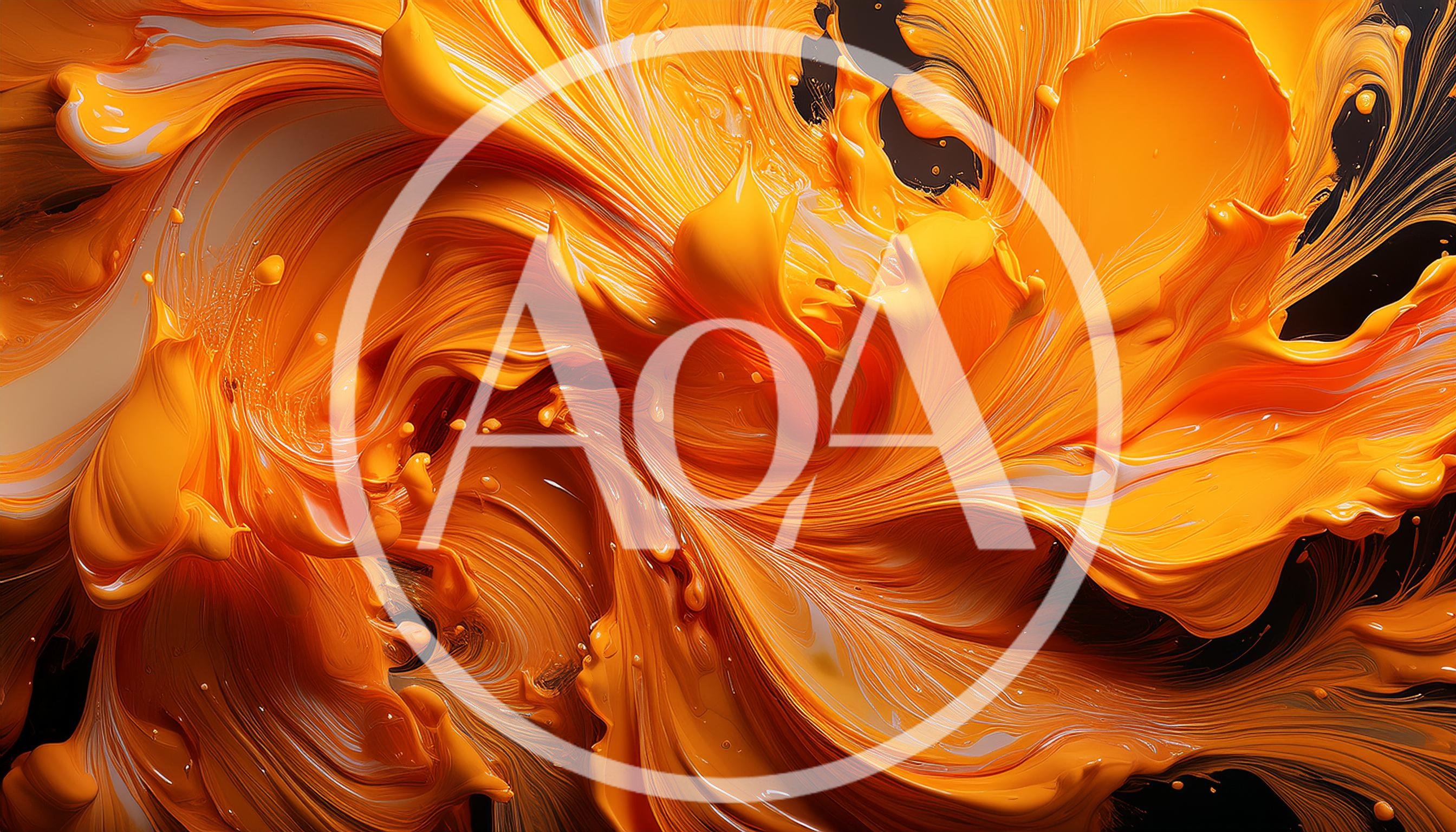 Abstract Swirling Orange Paint Fluid Motion