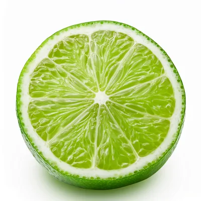 Fresh Half Lime Citrus Fruit Isolated On White Background