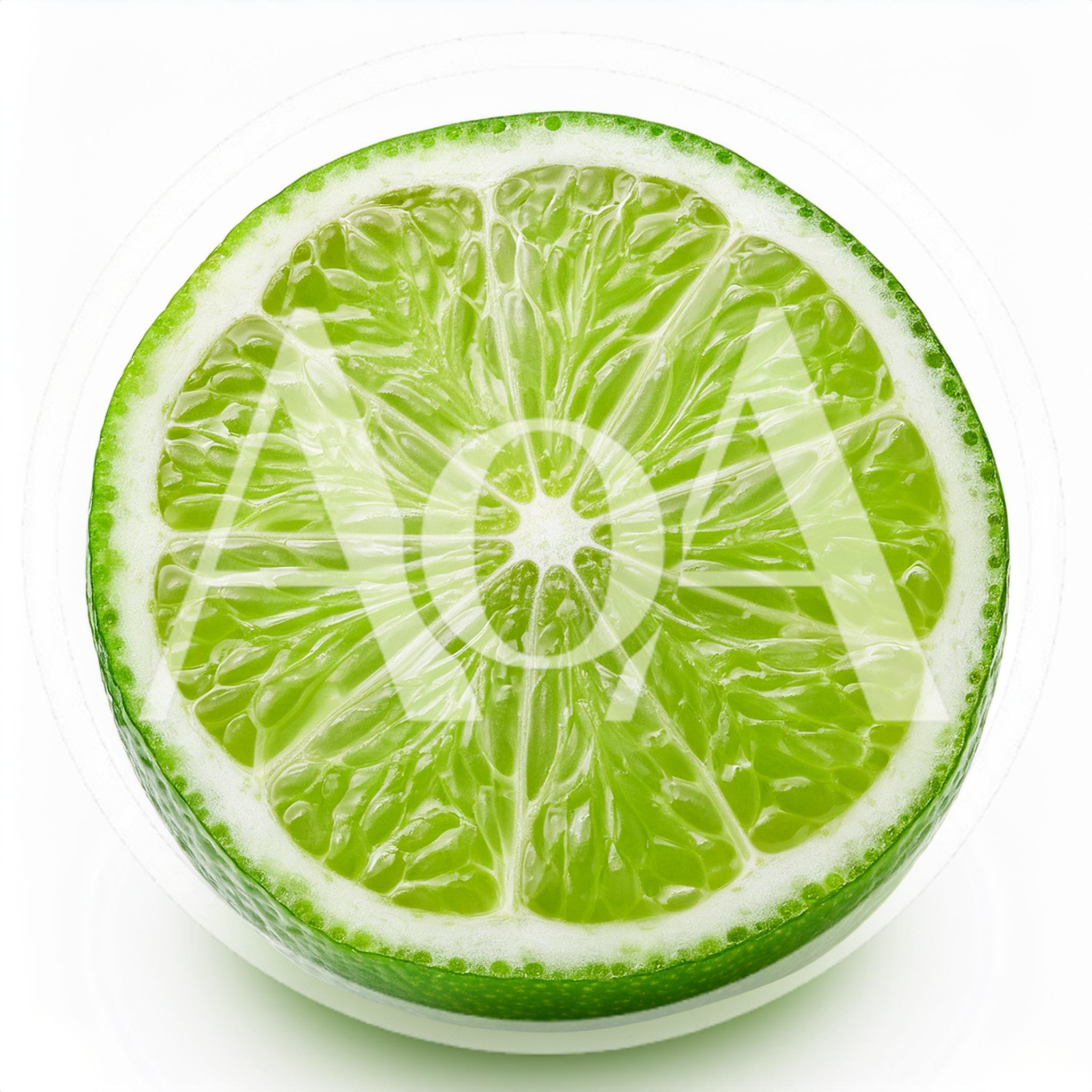 Fresh Half Lime Citrus Fruit Isolated On White Background