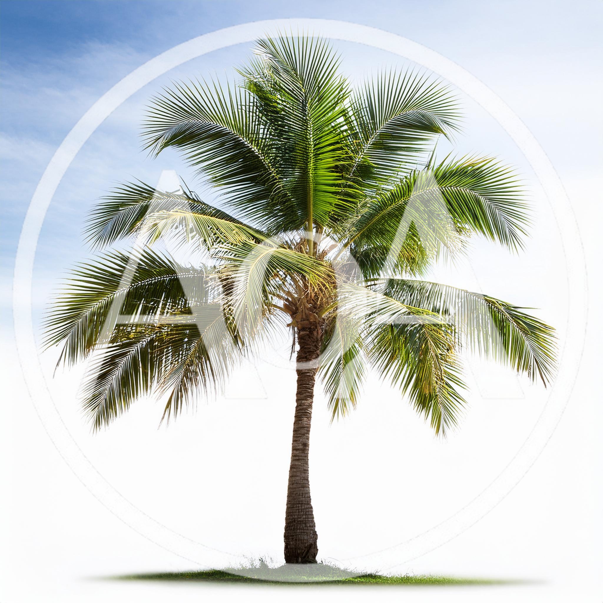 Single Coconut Palm Tree Isolated On White Background