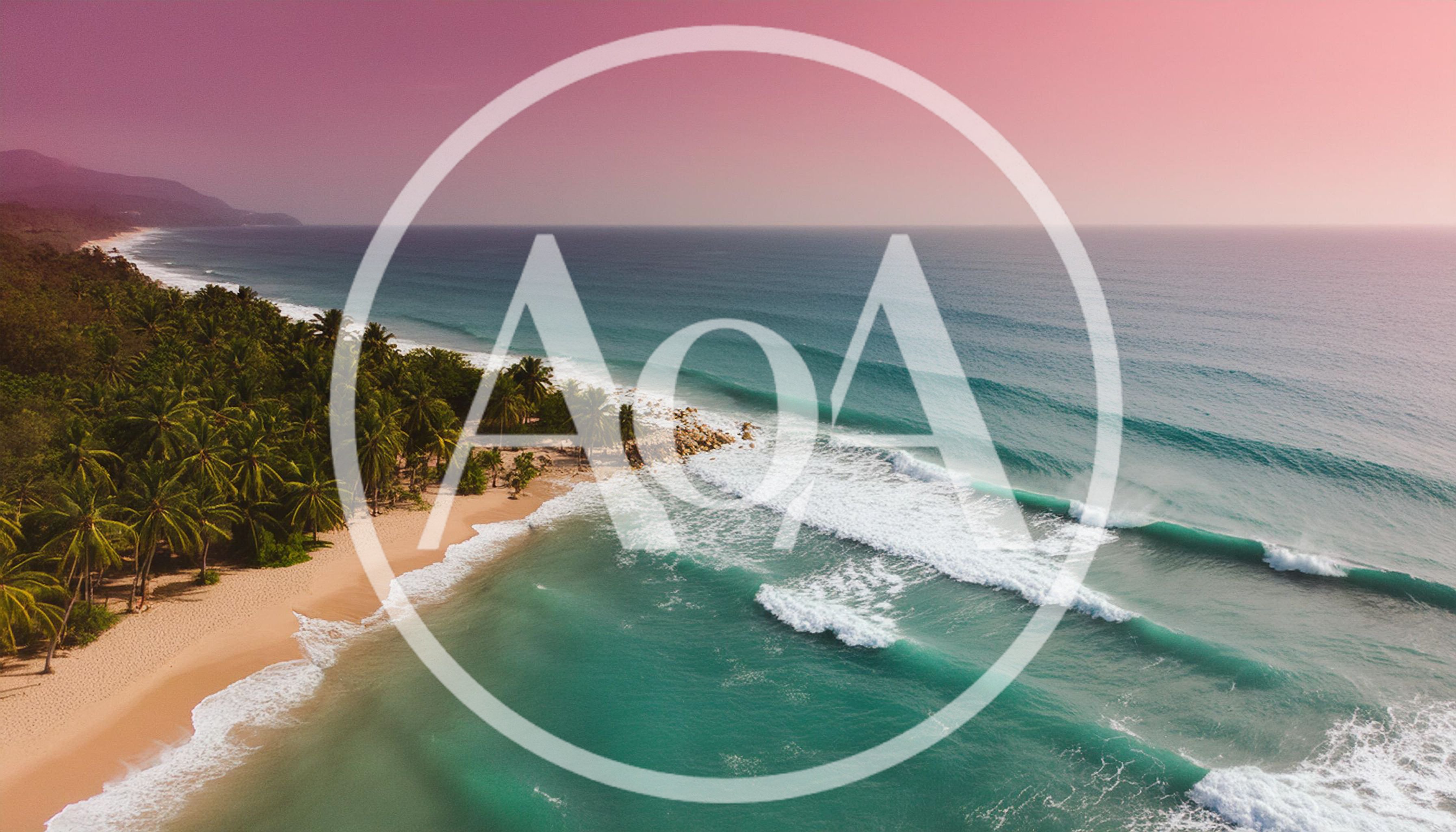 Aerial View Of Tropical Beach With Crashing Waves