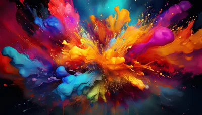 Vibrant Multi-Colored Paint Explosion Abstract Background