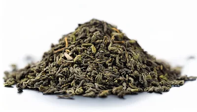 Pile Of Dried Green Tea Leaves