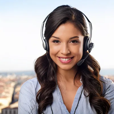 Friendly Customer Service Representative Wearing A Headset