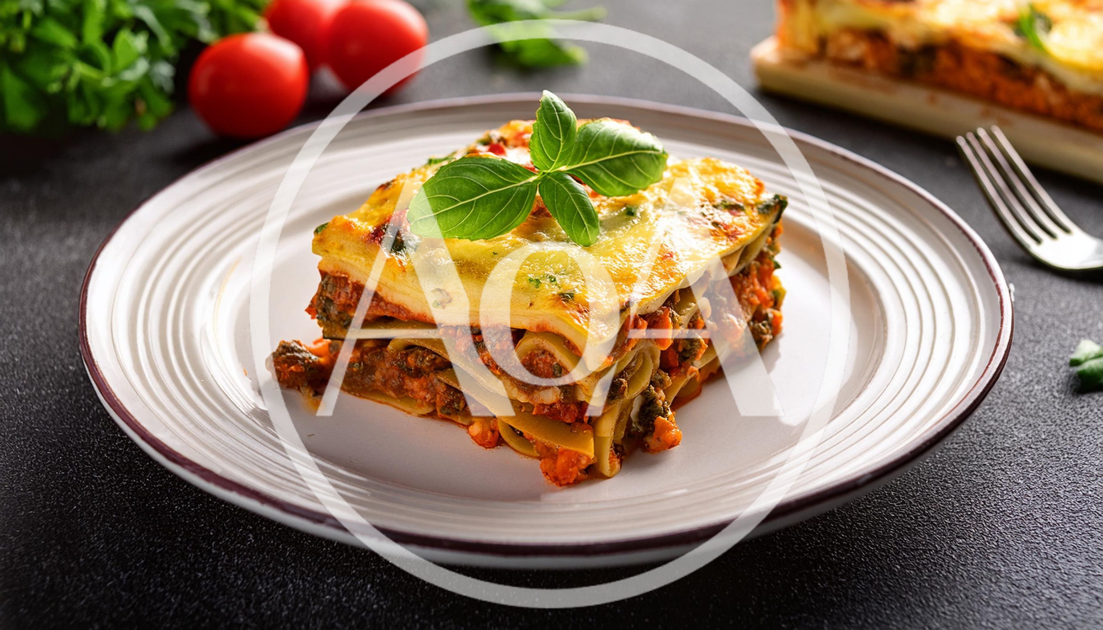 A Single Serving Of Freshly Baked Meat Lasagna