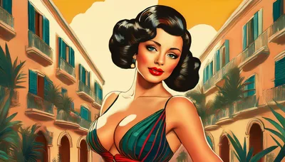 Vintage Style Portrait Of A Glamorous Woman In Italy