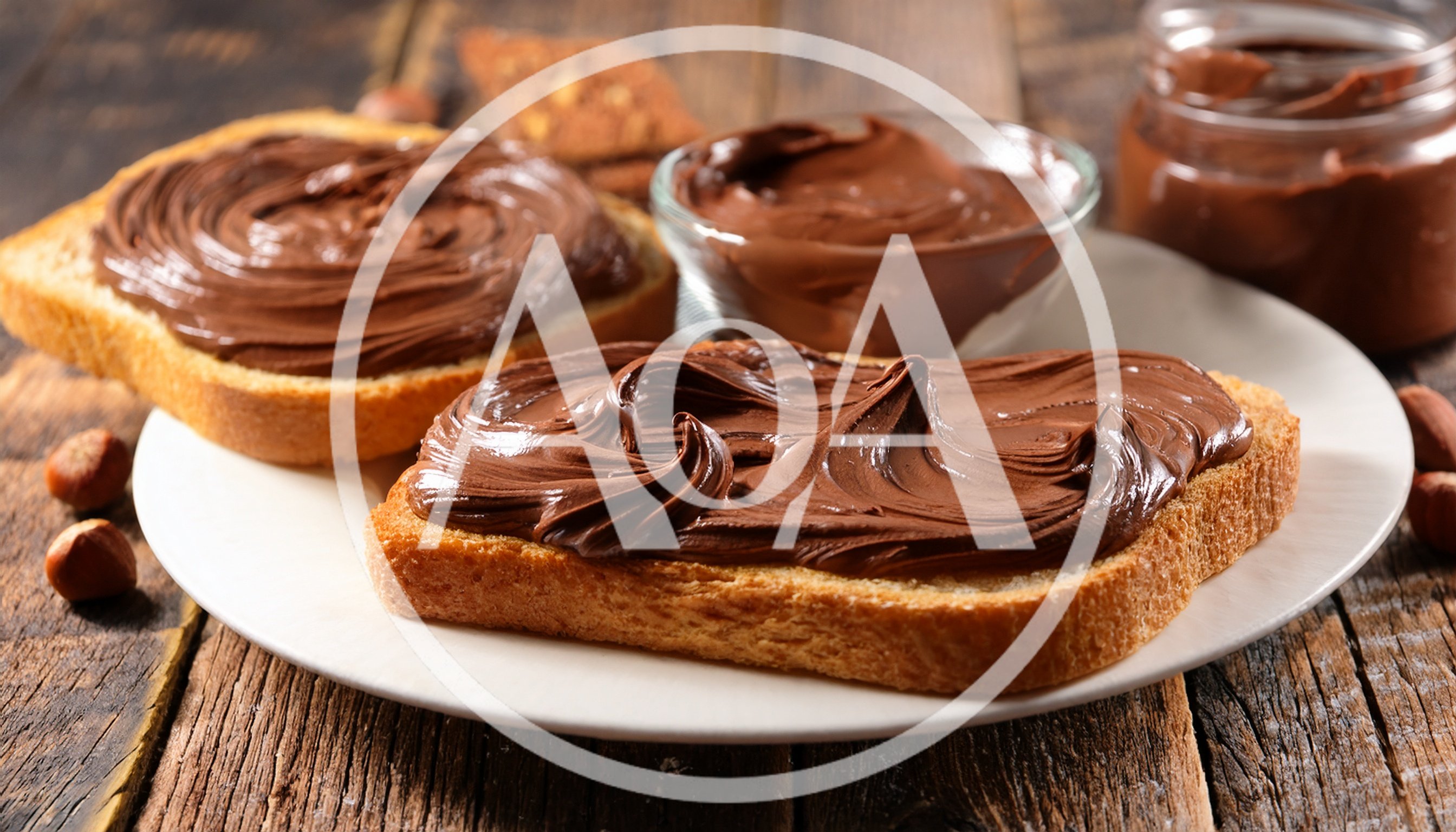 Chocolate Hazelnut Spread on Toasted Bread Slices