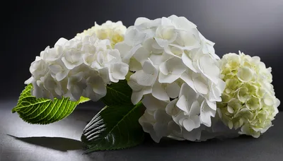 White Hydrangea Flowers On A Dark Background