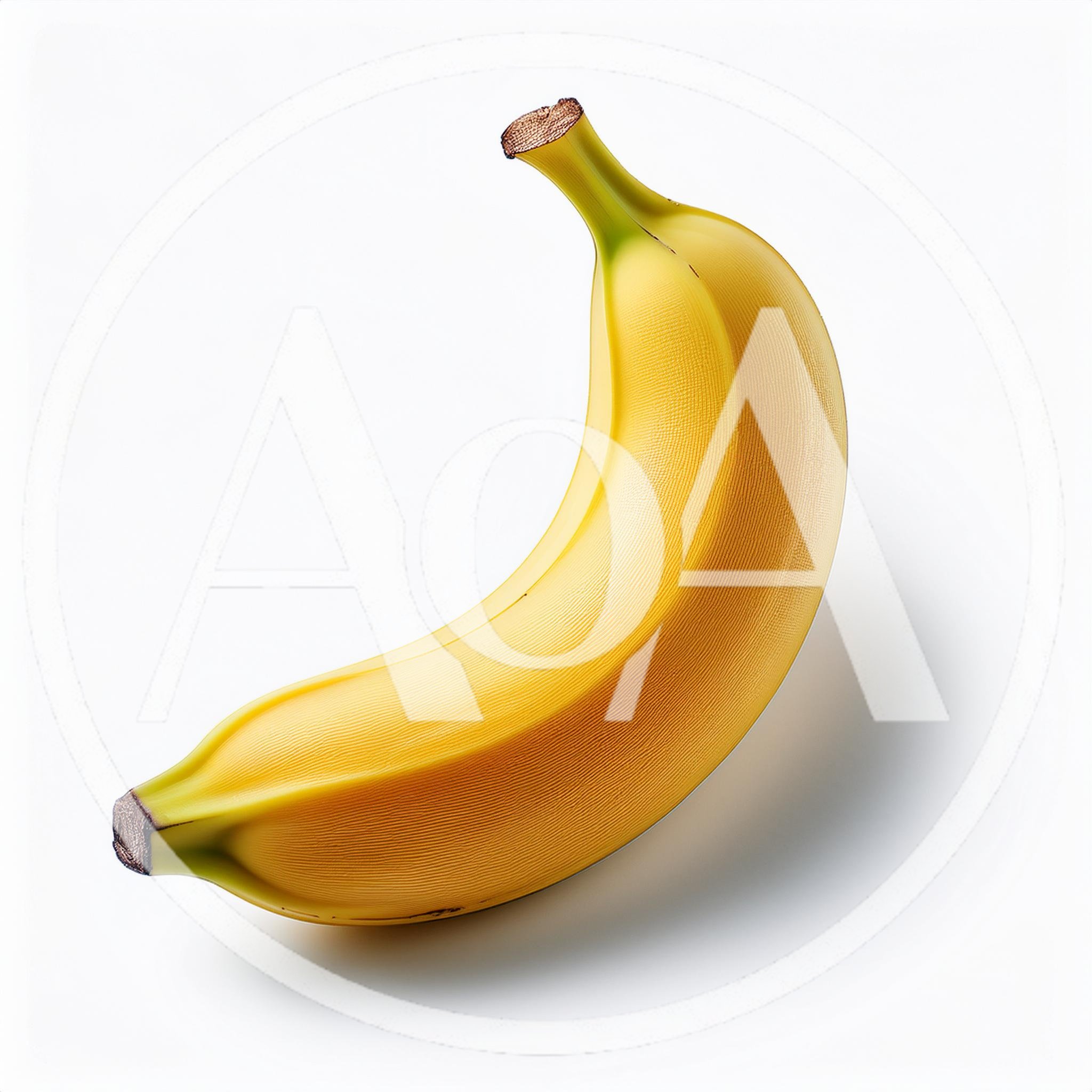 Single Ripe Yellow Banana Isolated On White Background