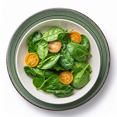 Fresh Spinach Salad With Sliced Cherry Tomatoes