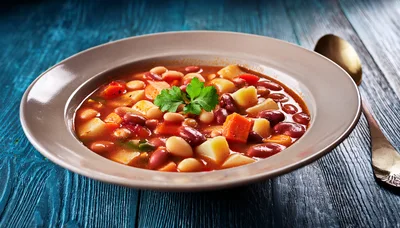 Bowl Of Hearty Vegetable And Bean Soup