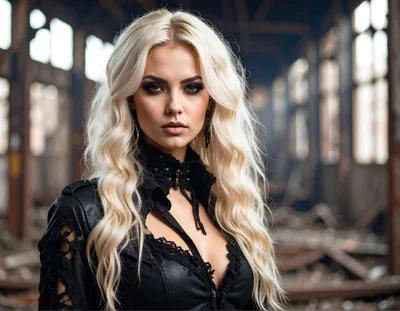 Portrait Of A Blonde Woman In Gothic Attire