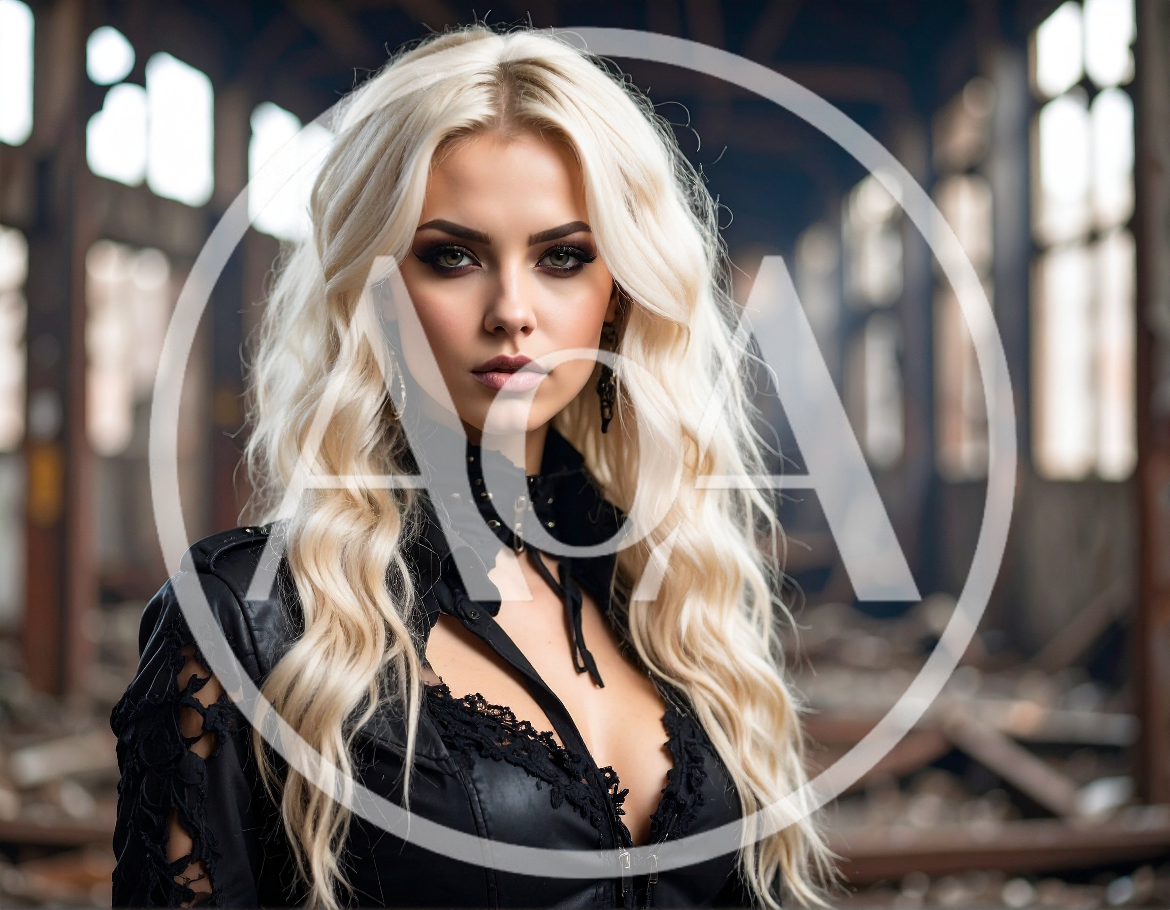 Portrait Of A Blonde Woman In Gothic Attire