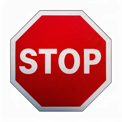 Red Octagonal Stop Sign Isolated On White Background