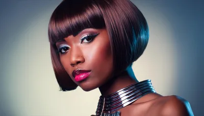 Portrait Of A Fashionable Woman With Bob Haircut