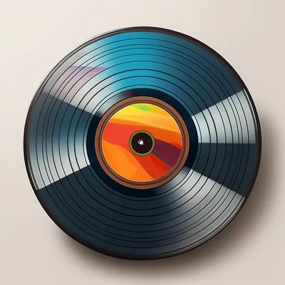 Abstract Painted Vinyl Record On Plain Background