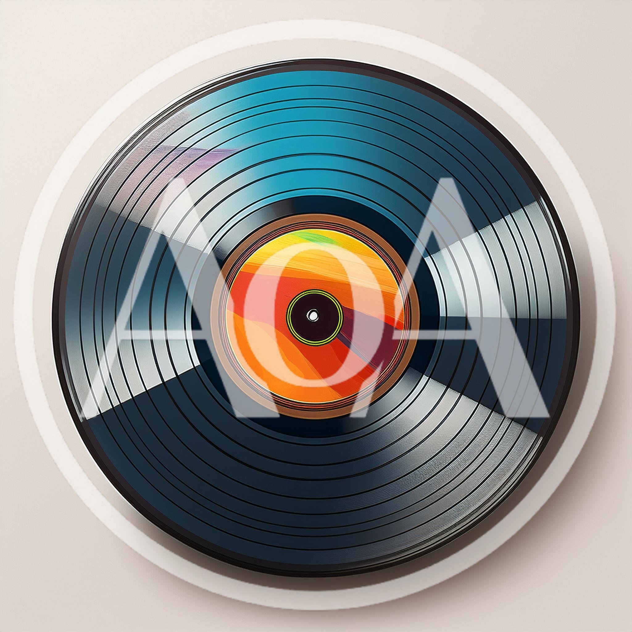 Abstract Painted Vinyl Record On Plain Background