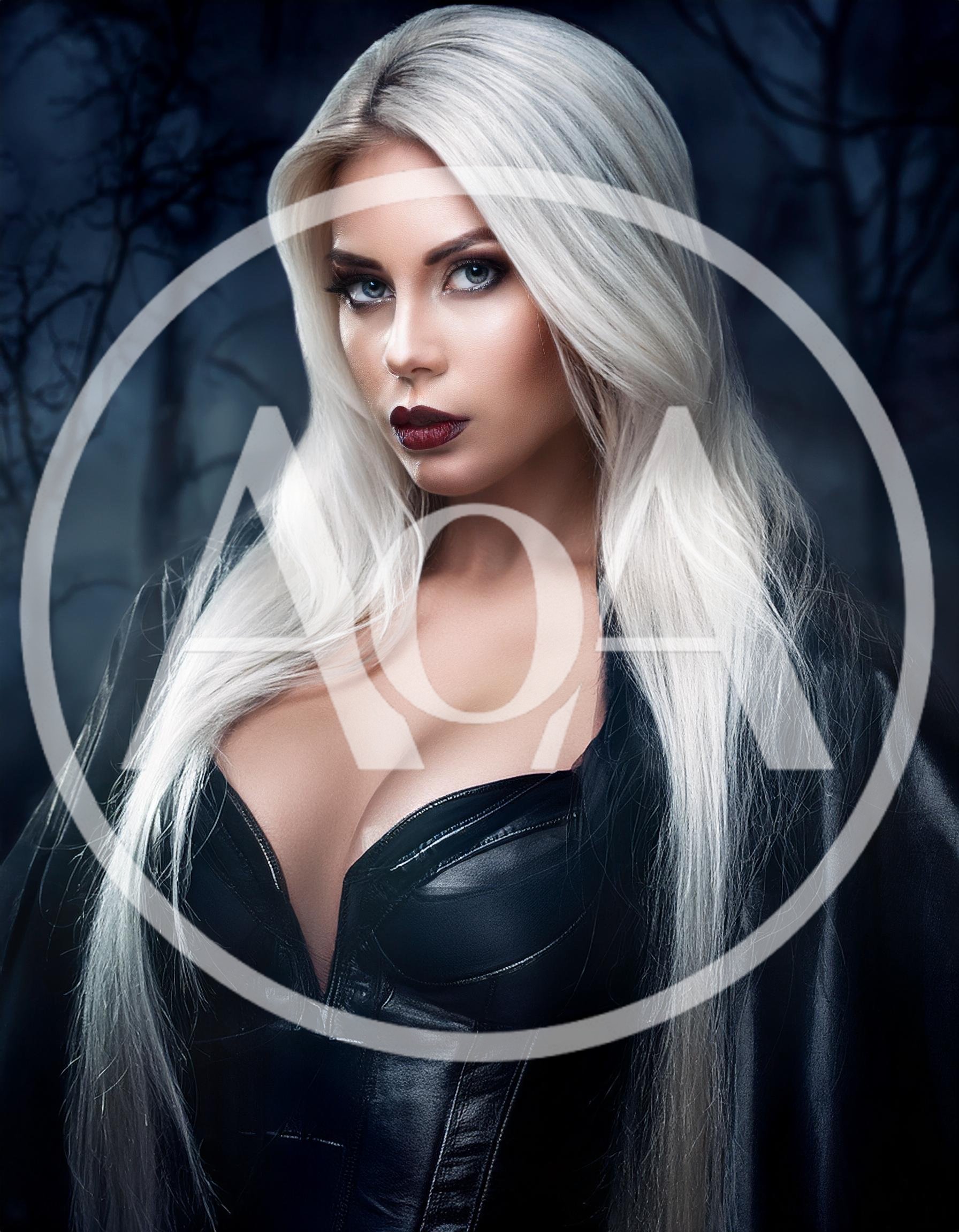 Portrait Of A Gothic Woman With Platinum Blonde Hair