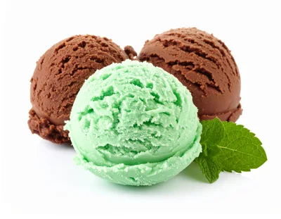 Three Scoops Of Chocolate And Mint Ice Cream