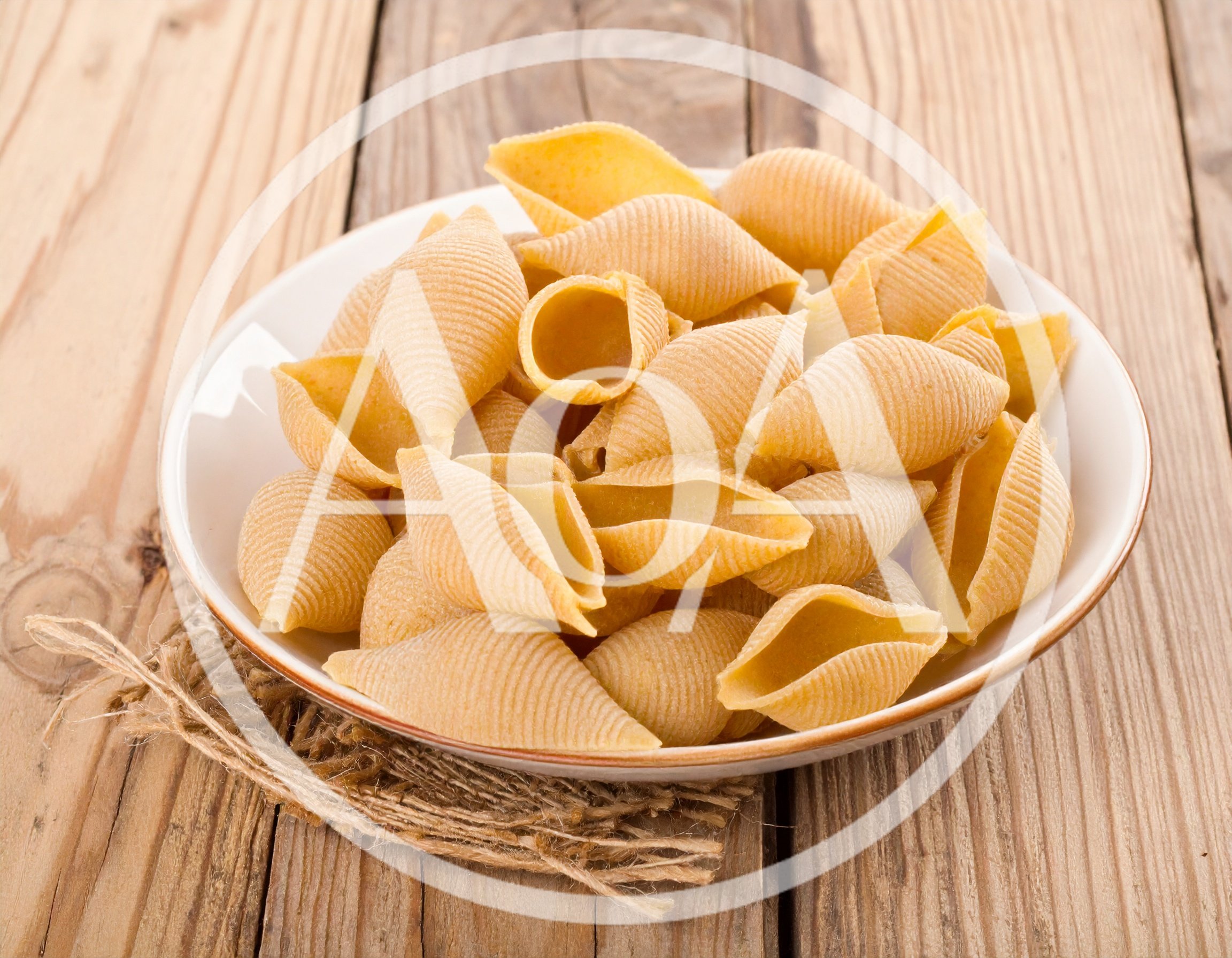 Raw Conchiglioni Pasta Shells In A White Bowl