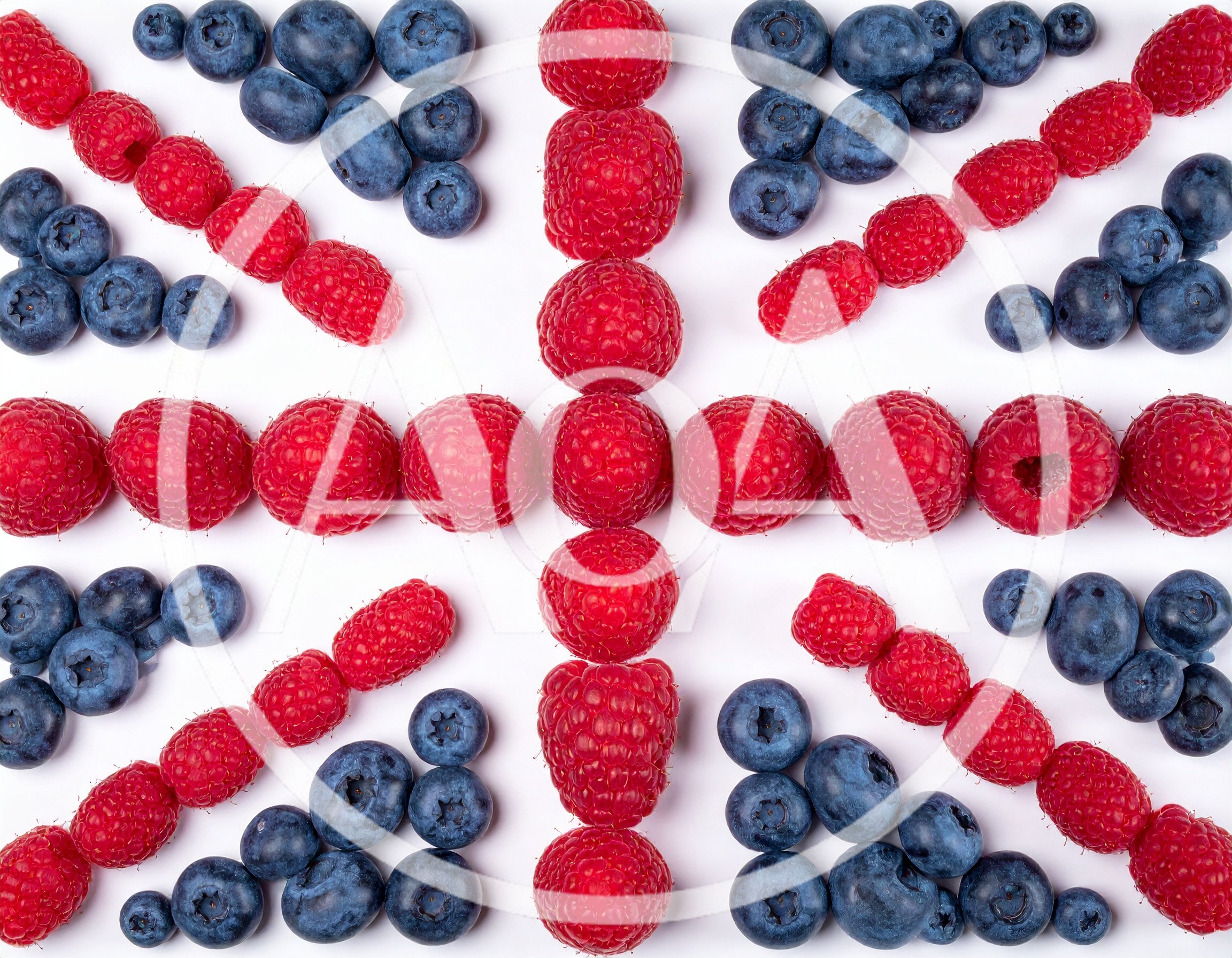 Union Jack Flag Made From Fresh Raspberries And Blueberries