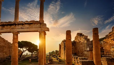 Ancient Roman Ruins At Sunset In Cyrene Libya
