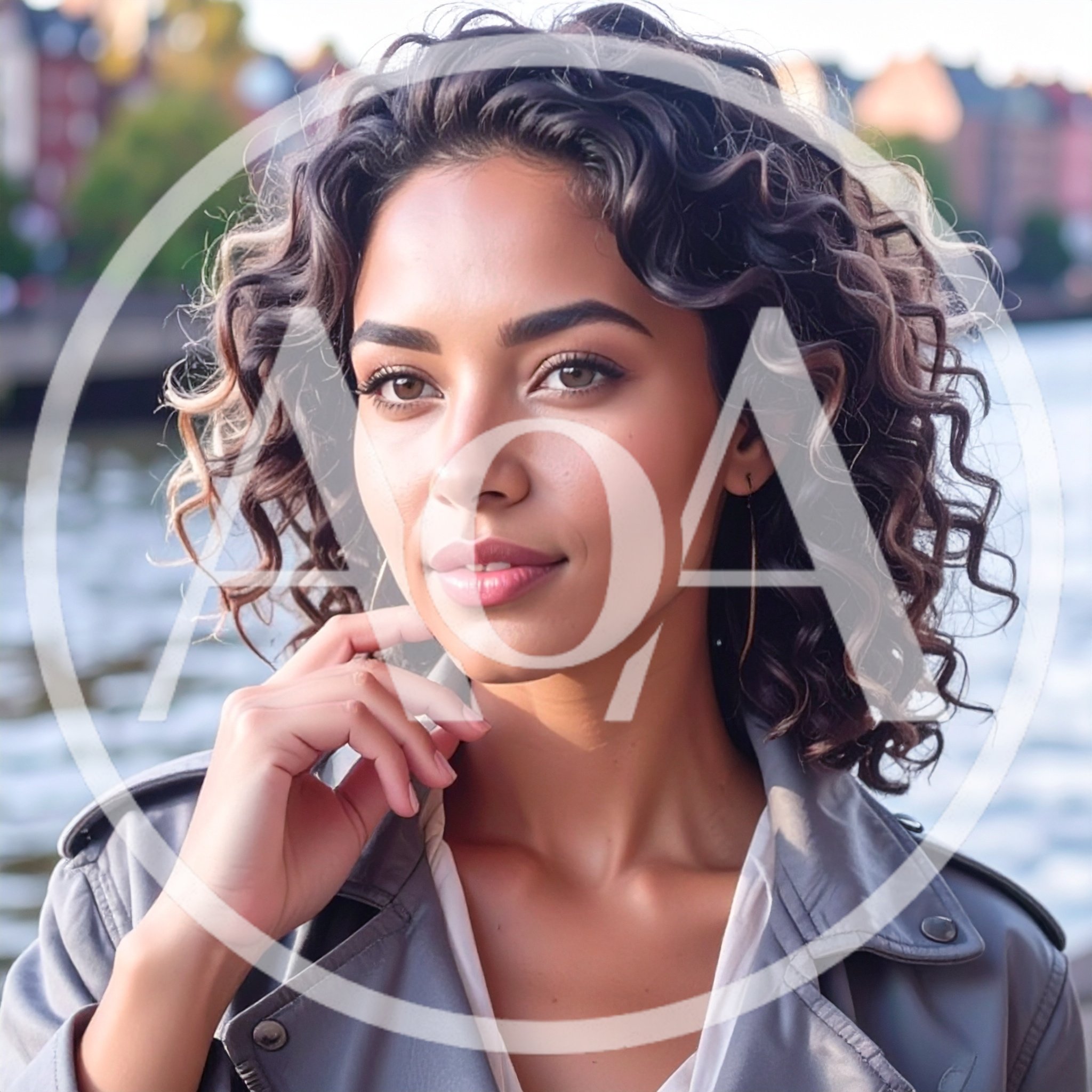 Portrait Of A Beautiful Woman With Curly Hair
