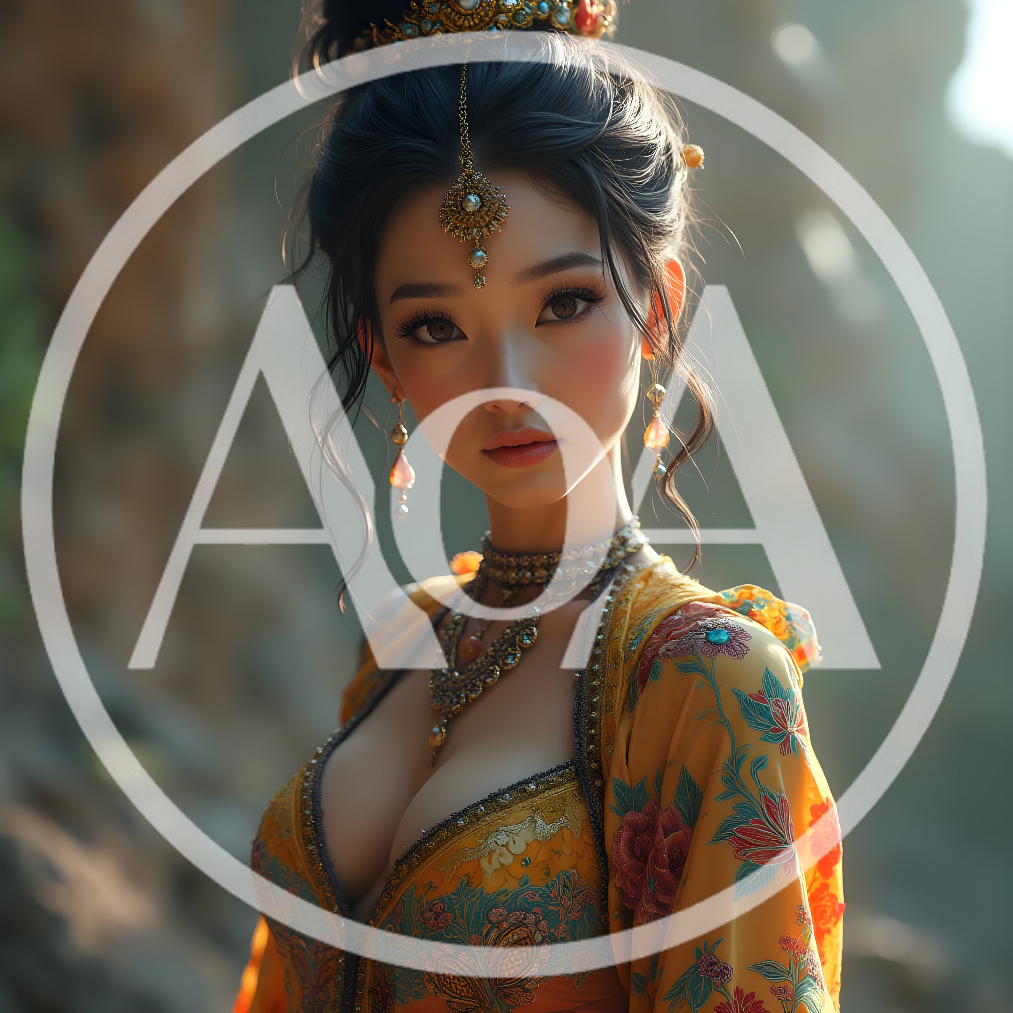 Portrait Of A Beautiful Woman In Traditional Asian Attire