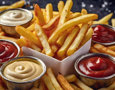 Crispy French Fries With Assorted Dipping Sauces