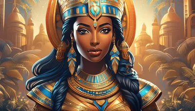 Portrait Of An Egyptian Queen In Golden Regalia
