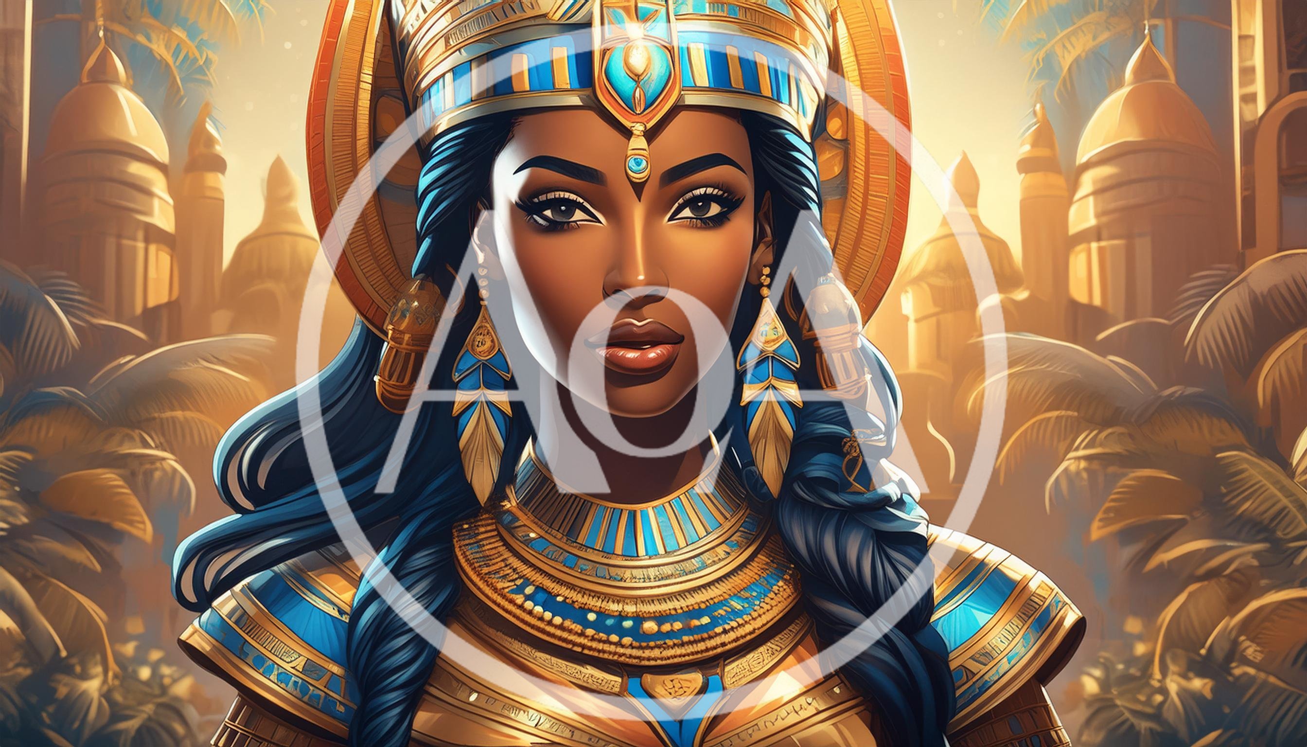 Portrait Of An Egyptian Queen In Golden Regalia