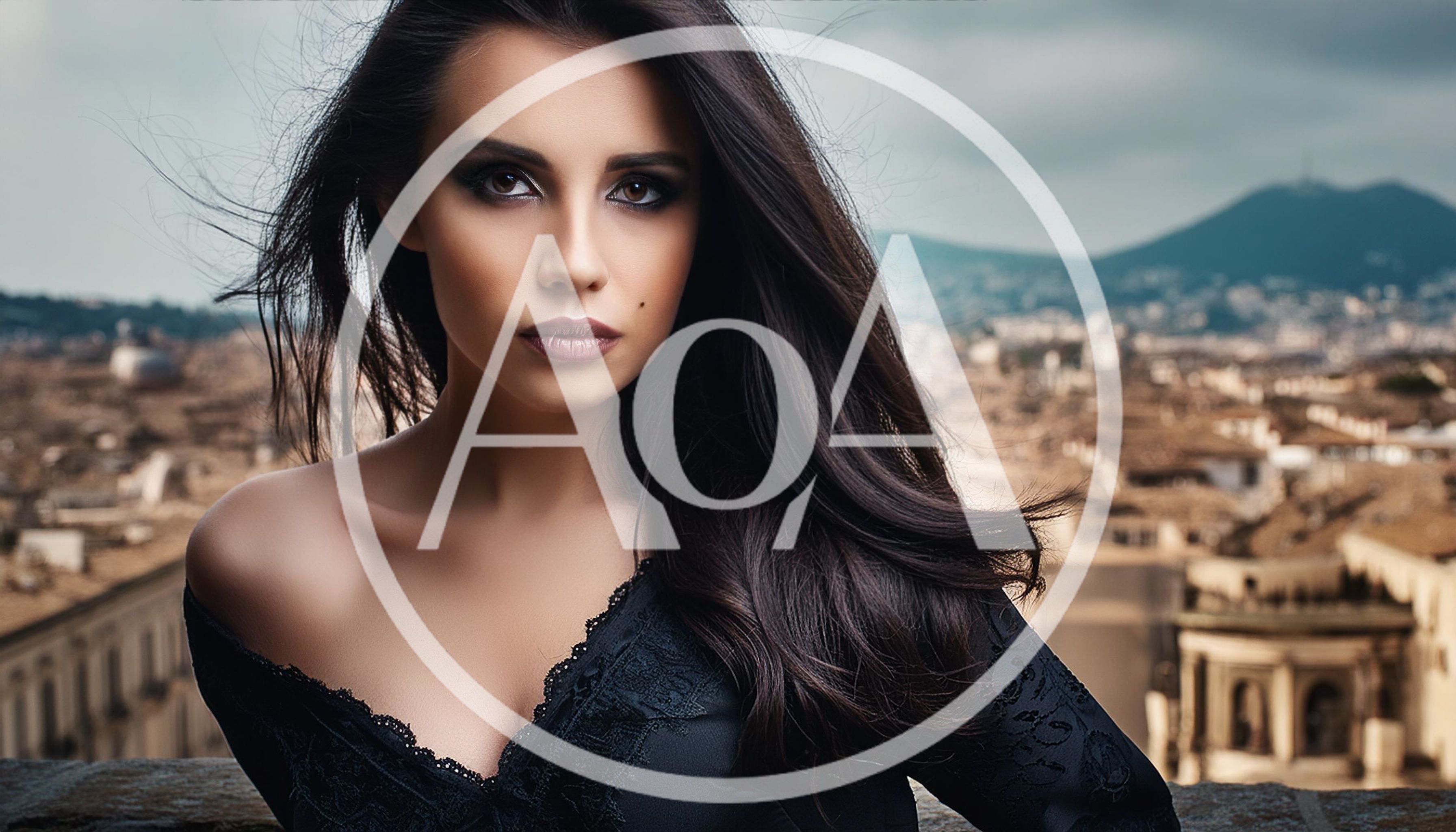 Portrait Of A Beautiful Woman In A Black Dress